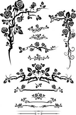 flowers silhouette lace 01 vector