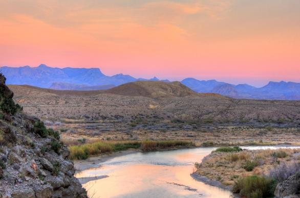 flowing into the sunset at big bend national park texas