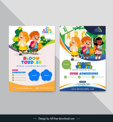 flyer preschool template cute colorful cartoon design 