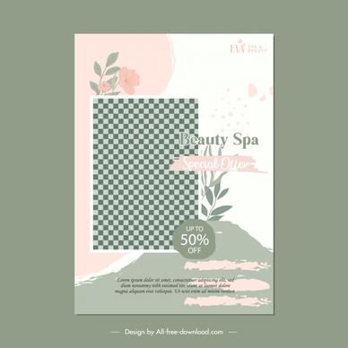 flyer spa template classical checkered flowers leaves decor