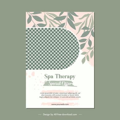 flyer spa template classical checkered rounded leaves 