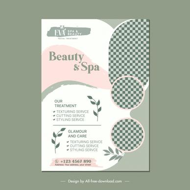 flyer spa template flat checkered circle leaves