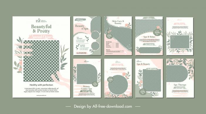 flyer spa templates collection checkered leaves decor