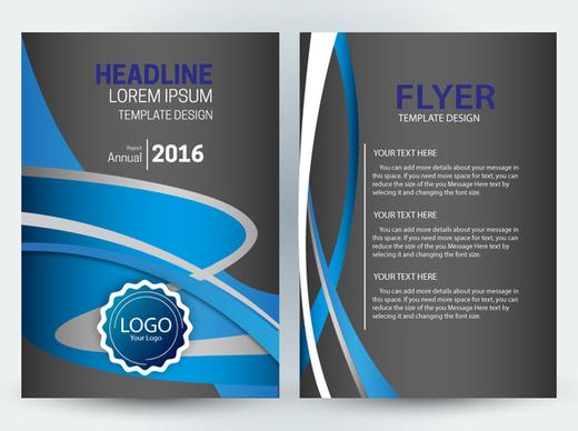 flyer template design with dark and curves background