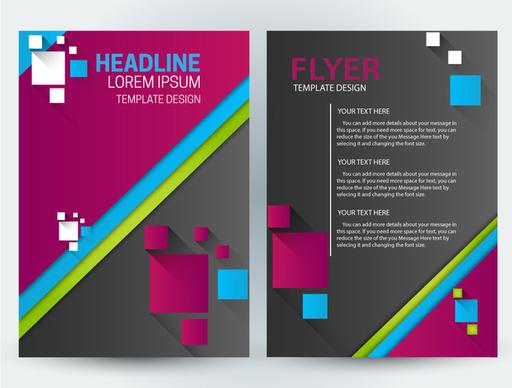 flyer template design with squares illustration