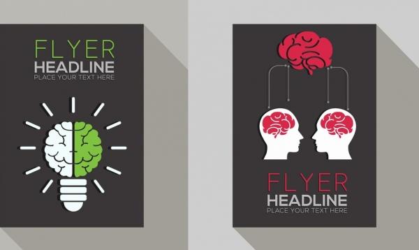 flyer template head brain lightbulb icons decoration