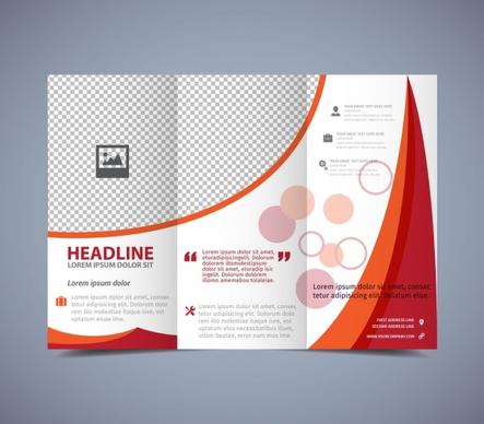 flyer template trifold design red curves checkered pattern