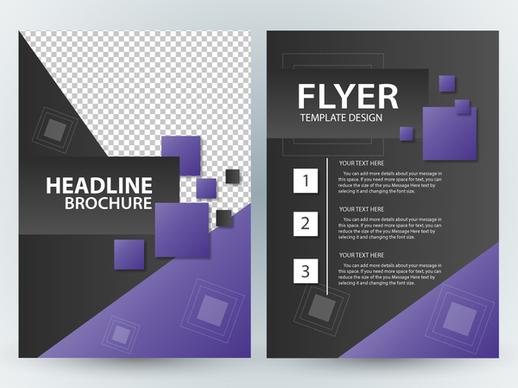 flyer vector illustration with violet squares design
