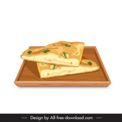 focaccia italy food icon slices tray sketch classical design 3d outline 
