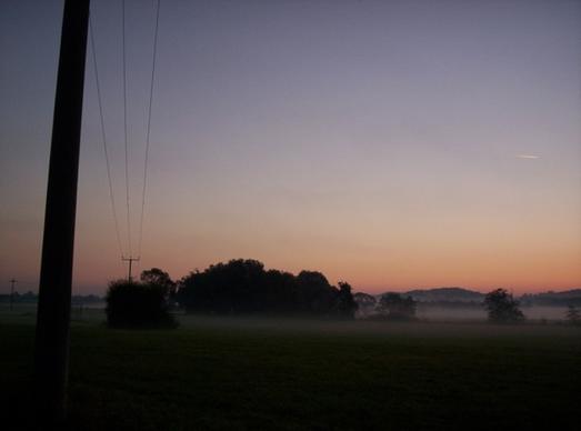 fog sunrise landscape