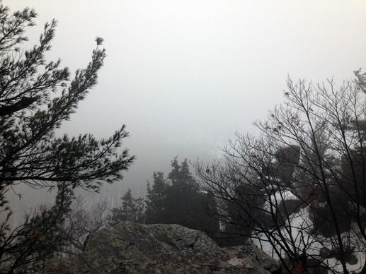 foggy bluff at devil039s lake state park wisconsin