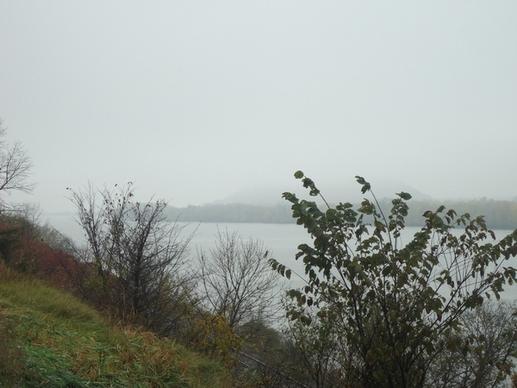 foggy mississippi at great river bluffs state park minnesota