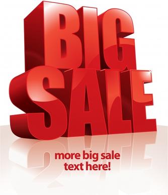 big sale banner 3d red capital texts decor