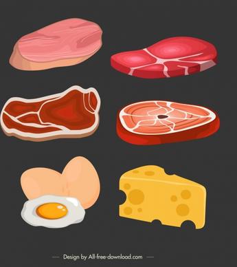 food background meat cheese egg icons 3d design