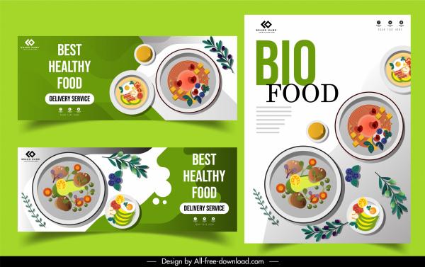 food flyers templates cuisines ingredients sketch colorful flat
