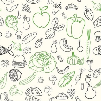 food icons illustration with sketch style