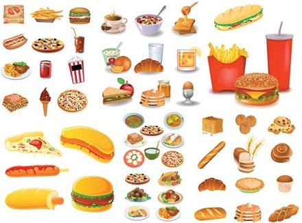 fast food icon collection various colored types