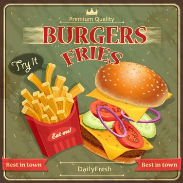 food retro style poster vector