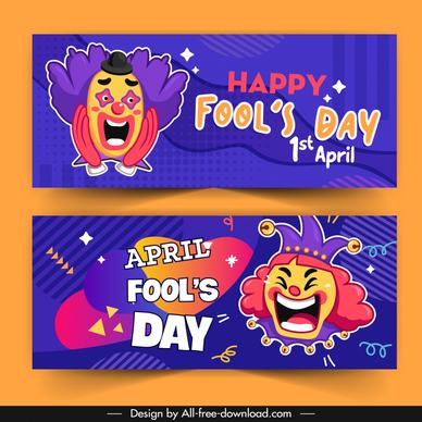 fools day banner template dynamic funny clown face