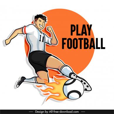 football banner template player kick sketch cartoon character