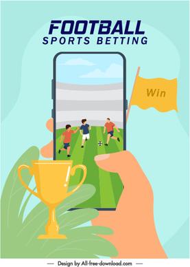 football game advertising banner smartphone match cup sketch