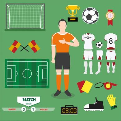 football icons illustration with various colored symbols
