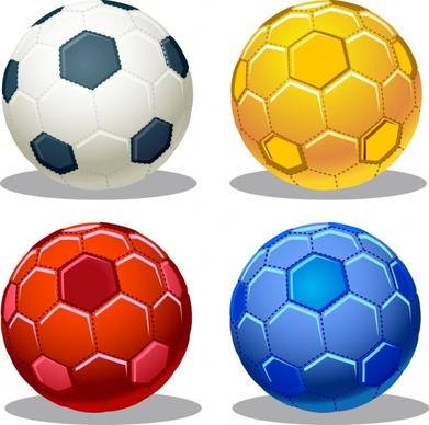 football icons sets various colored isolation