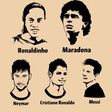 footballer portraits collection black white design