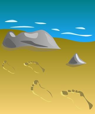 Footprints In Sand clip art