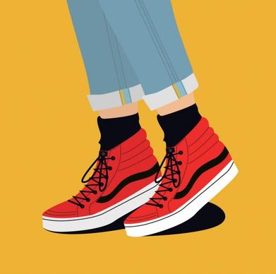 footwear advertising red shoe icon colored cartoon