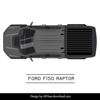 ford f150 raptor car model icon flat symmetric top view design 