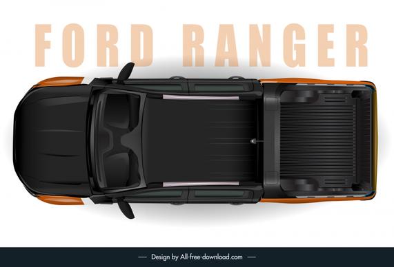 ford ranger car model advertising template flat top view outline 