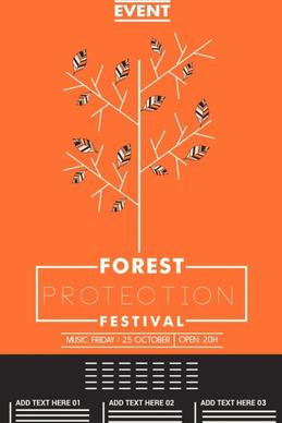 forest protection poster orange design trees icon decoration