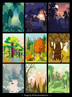 forest scenery paintings collection colorful classic design