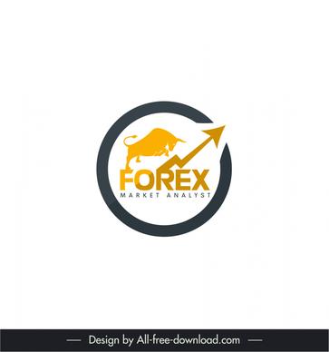 forex logo template silhouette dynamic bull arrow circle decor