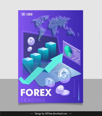 forex stock trading banner 3d column arrow coin global map sketch