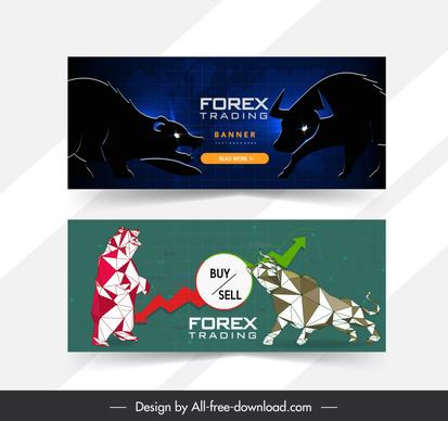  forex trading banner bull bear low polygon design