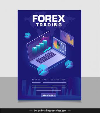 forex trading banner realistic 3d laptop cubes decor