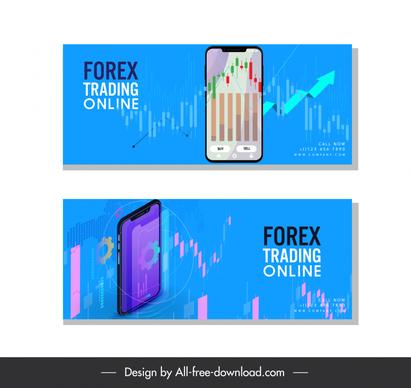  forex trading banner smartphone business elements decor
