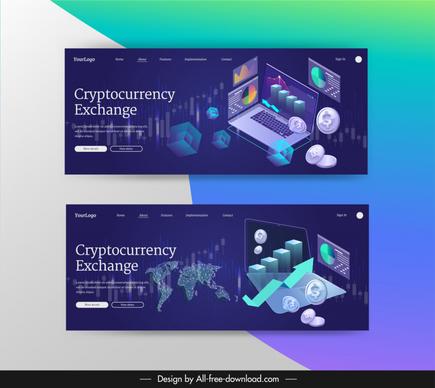 forex trading banner templates 3d technology business elements decor