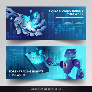 forex  trading banners robot smartphone 3d decor