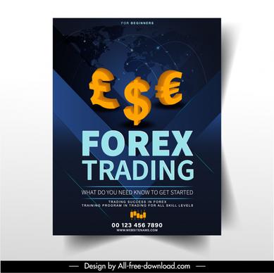 forex trading flyer template 3d currency symbols elements decor