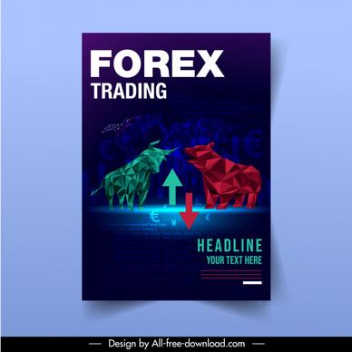  forex trading flyer template 3d low polygonal bull bear business elements decor
