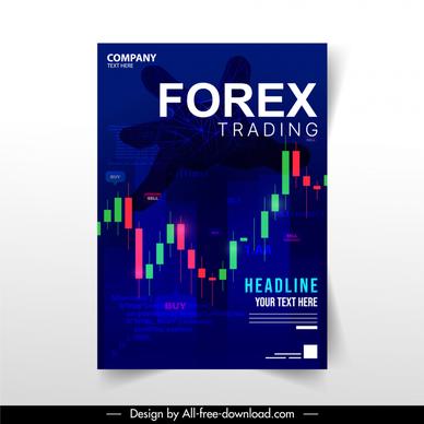 forex  trading flyer template candlelight chart sketch dark design
