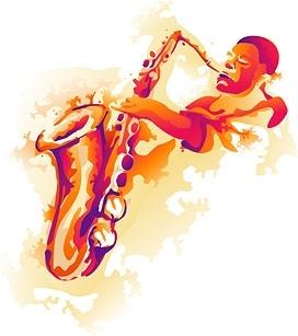 saxophone player icon design grungy classical style