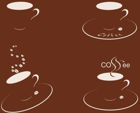 four cups of coffee silhouette vector