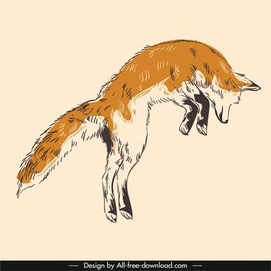 fox animal icon hunting sketch handdrawn retro
