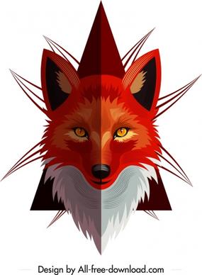 fox animal icon symmetric red head design