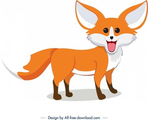 fox icon colored cute cartoon character sketch