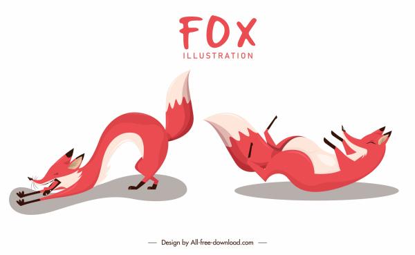 fox icons funny emotion cartoon characters sketch